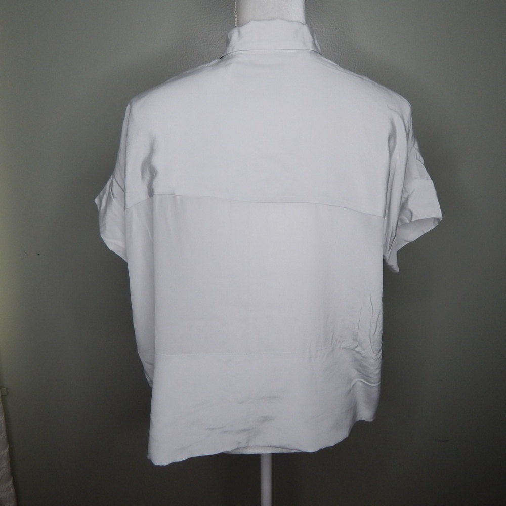 everlane women light gray silk square shirt SZ 00 - Picture 2 of 4